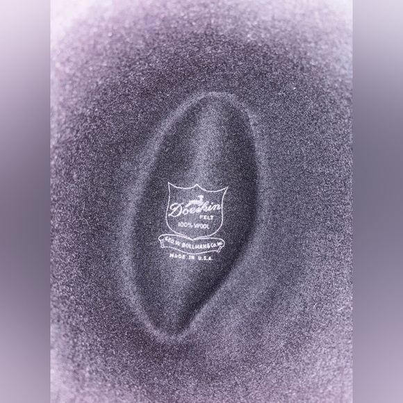 Suede Black Hat with Purple Floral Accent - Picture 2 of 3